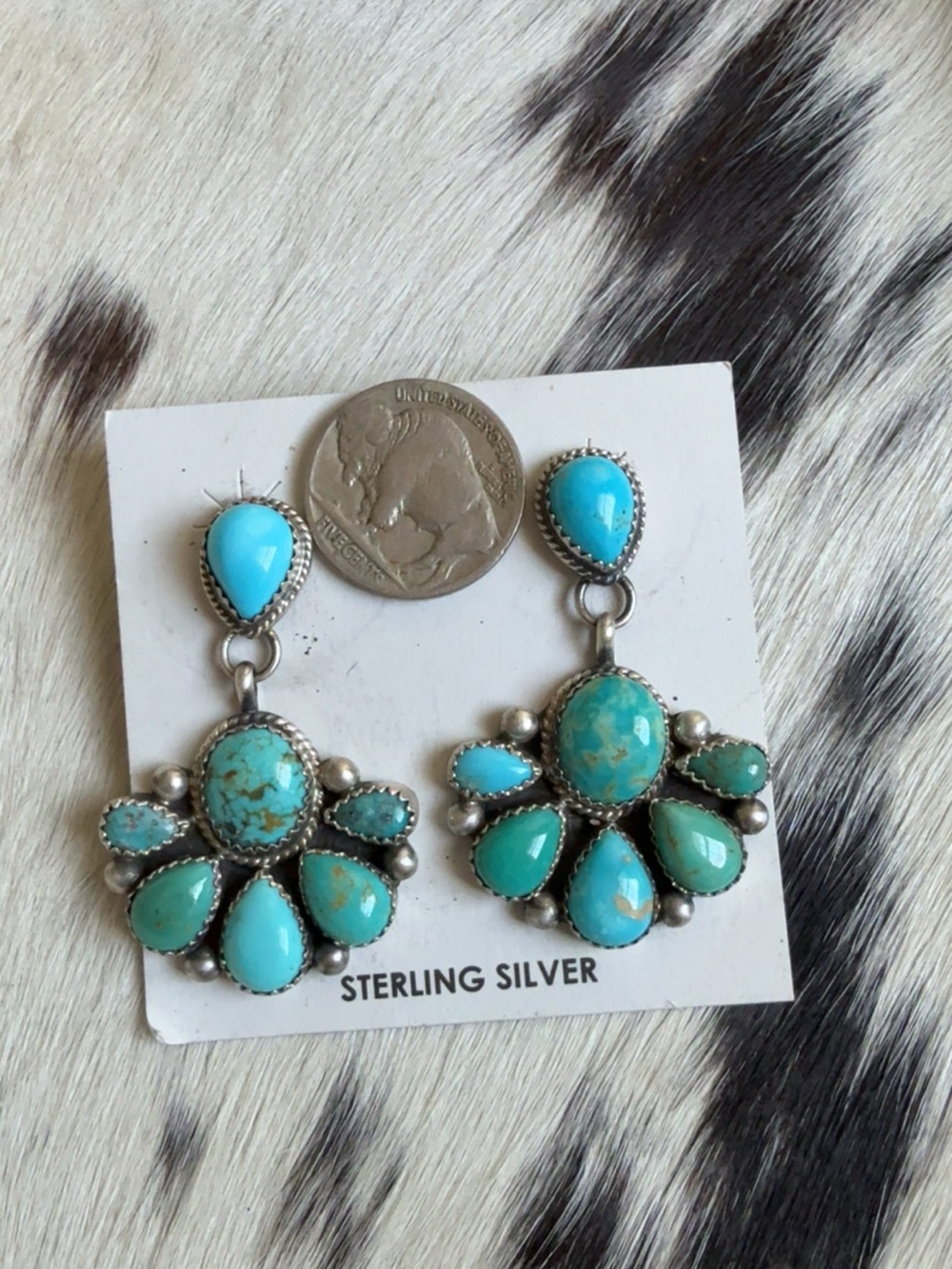 Native Debra Smith turquoise cluster earrings